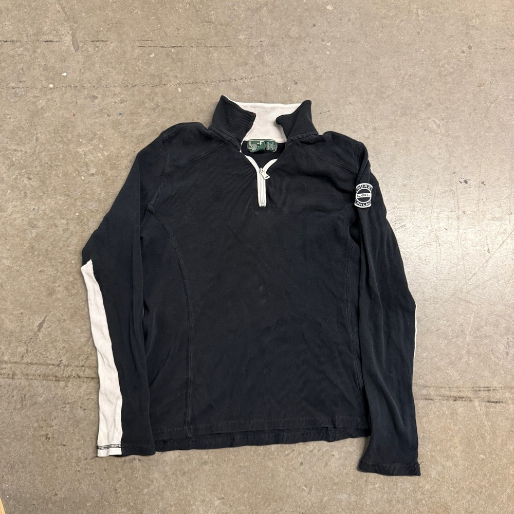 Lauren Active Ralph Lauren Womens XL Black Waffle Knit Quarter Zip Pullover Top
